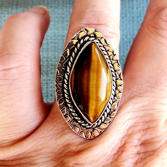 New Tiger Eye 925 Silver Ring. - Picture 2 of 12